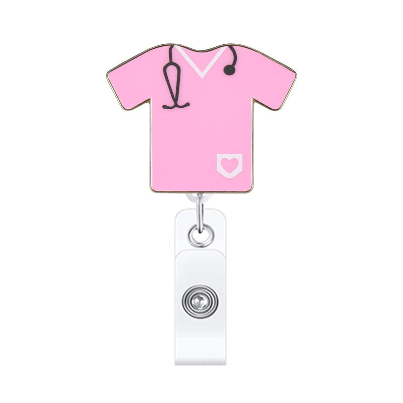 Wholesale Leopard Print Medical Stethoscope Badge Scroll Retractable ABS Keychain